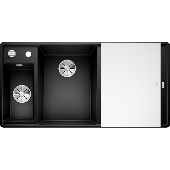 Кухонная мойка Blanco Axia III 6 S-F Черный, стеклянная доска (чаша слева)
