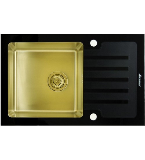 Кухонная мойка Seaman Eco Glass SMG-780B Gold (PVD), вентиль-автомат