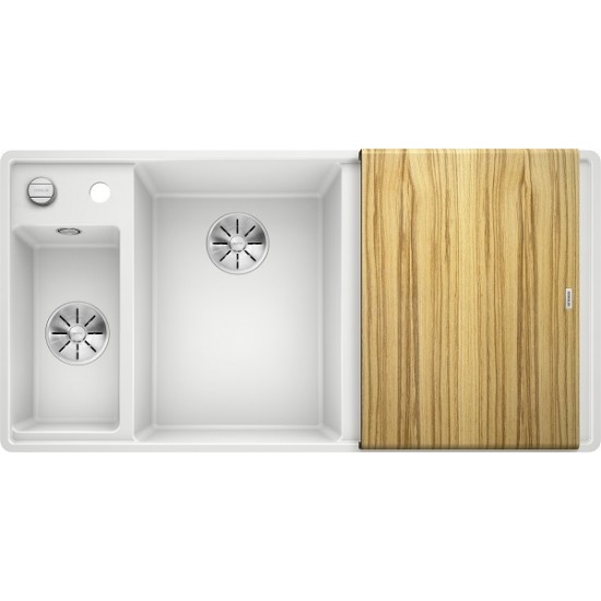 Кухонная мойка Blanco Axia III 6 S-F Белый, столик из ясеня (чаша слева)