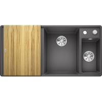 Кухонная мойка Blanco Axia III 6 S-F Темная скала, столик из ясеня (чаша справа)