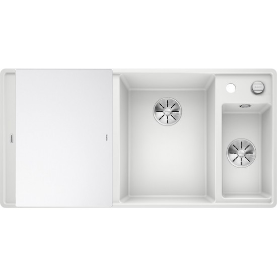Кухонная мойка Blanco Axia III 6 S-F Белый, стеклянная доска (чаша справа)