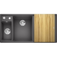 Кухонная мойка Blanco Axia III 6 S Темная скала, столик из ясеня (чаша слева)