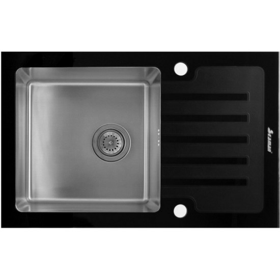 Кухонная мойка Seaman Eco Glass SMG-780B, вентиль-автомат