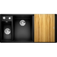 Кухонная мойка Blanco Axia III 6 S Черный, столик из ясеня (чаша слева)