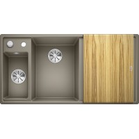 Кухонная мойка Blanco Axia III 6 S Серый беж, столик из ясеня (чаша слева)