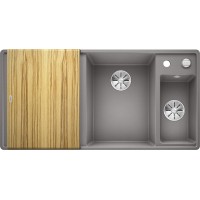 Кухонная мойка Blanco Axia III 6 S-F Алюметаллик, столик из ясеня (чаша справа)
