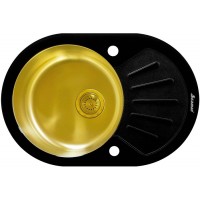 Кухонная мойка Seaman Eco Glass SMG-730B Gold (PVD), вентиль-автомат