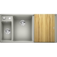 Кухонная мойка Blanco Axia III 6 S Жемчужный, столик из ясеня (чаша слева)