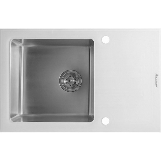 Кухонная мойка Seaman Eco Glass SMG-780W, вентиль-автомат