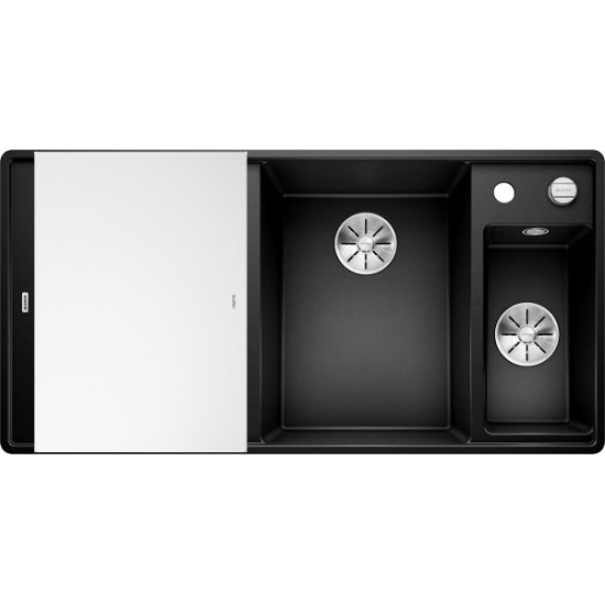 Кухонная мойка Blanco Axia III 6 S-F Черный, стеклянная доска (чаша справа)