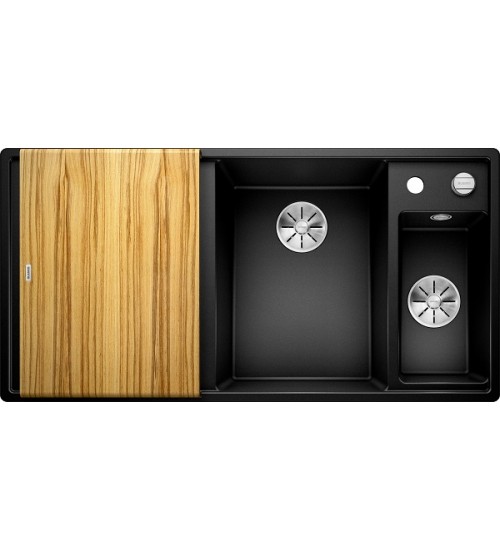 Кухонная мойка Blanco Axia III 6 S Черный, столик из ясеня (чаша справа)