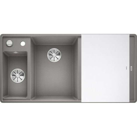 Кухонная мойка Blanco Axia III 6 S-F Алюметаллик, стеклянная доска (чаша слева)