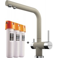 Смеситель Omoikiri Nagano SA Бежевый + Фильтр для воды Omoikiri Pure Drop Lite