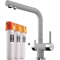 Смеситель Omoikiri Nagano GR Leningrad grey + Фильтр для воды Omoikiri Pure Drop Lite