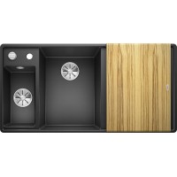 Кухонная мойка Blanco Axia III 6 S-F Антрацит, столик из ясеня (чаша слева)